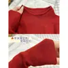 Suéter Rojo Brillante de Cuello Alto Medio para Mujer, Suave y de Estilo Básico para Otoño e Invierno, Adecuado para Usar en Capas como Prenda Base