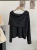 Conjunto de Duas Peças Omalai Suéter de Tricô Gola Redonda Cor Sólida Manga Longa Solto com Xale para Mulheres na Primavera 6914