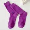 Nuevos Calcetines Coreanos de Primavera y Verano Calcetines de Apilamiento con Letra R y Rayas Verticales Calcetines de Media Longitud Coloridos para Mujer Moda ins Calcetines de Apilamiento
