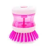 Escova de Limpeza para Cozinha com Reservatório de Líquido, Escova para Lavar Panelas com Pressão para Dispensar Líquido, Escova Multiuso para Lavar Louça e Remover Manchas de Fogão Doméstico