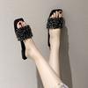 Zapatillas planas de diamantes pequeños estilo coreano 2023 Primavera y Verano Brillantes para Exterior Casual Playa para Mujer