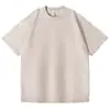 Camiseta de Manga Corta 220g Hombro Descubierto Transfronteriza Peso Pesado Algodón Puro Lavada Desgastada Color Sólido Verano Algodón Camiseta para Hombre y Mujer