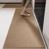 Tapete de chão de cozinha imitação de linho, antiderrapante, resistente a óleo, lavável, tapete de pé sem lavagem, tapete doméstico, tapete novo, tapete resistente à sujeira