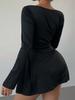 Vestido Elegante y Fresco para Mujeres Maduras, Ropa Femenina Transfronteriza Europea y Americana de Amazon, Vestido Corto con Cuello Cuadrado para Otoño e Invierno
