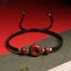 Fivela de Cinábrio Pulseira de Corda Vermelha Feminina Corda Trançada Antiga Masculina Areia Dourada Roxa Pulseira Infantil Joia