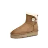 Botas de Neve Femininas Clássicas Imbatíveis de Couro de Cabra com Um Botão Peça Única 2025 Novo Estilo de Inverno Botas Curtas de Algodão com Solado Espesso de 4 cm