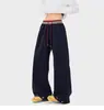 Calça de Moletom Masculina com Bordado Étnico Americano, Cordão, Barra Curva, Nova Coleção Primavera, Versátil, Casual, Solta, Perna Reta, Calça Esportiva