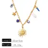 Colar com Pingente de Flor Coração Estrela do Mar Europeu e Americano Acessórios de Joias Luxo Leve Nicho Feminino Verão Moda de Ponta