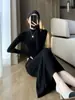 Ropa Zhengqite/ Vestido de Punto para Mujer 2026 Otoño/Invierno Nuevo Estilo Cuello Semi Alto Ajustado Vestido Cola de Pez