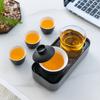 Juego de Té de Viaje Ceniza de Planta Un Tazón con Tapa Tres Tazas Fabricante de Té para Exterior Juego de Kung Fu de Cerámica para el Hogar Tazón de Té Taza de Té