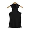 Chaleco sin mangas con cuello alto y hombros descubiertos de estilo europeo y americano para mujer, prenda exterior sexy y ajustada de verano para chica sexy, top adelgazante