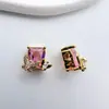 Colar de Contas com Passagem Múltipla Quadradas de Zircônia Micro-Pavimentadas Cor-Preservadora Cor Ouro 18K Banhado a Cobre Acessórios para Joias DIY Material para Miçangas de Cristal
