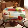 Mantel redondo estilo americano, impermeable, a prueba de aceite, lavable, de lujo ligero, alta gama, patrón de cuadros vintage, mantel redondo pequeño, mantel redondo