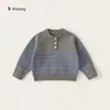 Colección de Suéteres para NiñosSuéter de Punto Suave y Acogedor para Niño Pequeño, Tejido de Punto Rayado para Bebé, Suéter para Niño con Manga Raglán