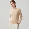 Suéter de punto de cachemira con encaje en V, estilo urbano romántico y suave de principios de otoño, jersey de lana de manga larga, moderno y versátil