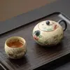 Tetera de Cerámica Verde Fuego Girasol, Olla Xishi, Juego de Té Kung Fu para el Hogar, Tetera Individual, Tetera Hecha a Mano Estilo Vintage