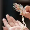 Pasador de Flor de Amor de Mariposa Delicado Pequeño Clip Lateral Lado Súper Hada Temperamento Fresco Azul Polvo Pasador de Cabello Antiguo Hanfu