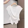 Camiseta de Manga Corta Estilo Europeo para Mujer 2026 Nuevo Verano Delgada Ligera Tacto de Lujo Top Súper Popular que Reduce la Edad