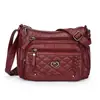 Bordado Acolchoado de Diamante Fio Bolsa Feminina para Mãe Nova Casual Múltiplos Compartimentos Grande Capacidade Ombro Único Transversal Mochila Retro Fashion