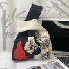 Bolso de Mano de Celebridad de Internet Bolso de Cubo de Lana Tejida para Mujer Estilo Japonés y Coreano Combinación Total Mano Casual Bolso Tote Bolsa para Lonchera