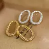 Pendientes Ovalados de Diseñador de Nicho con Diamantes Incrustados, Electrochapados en Oro de 18 Quilates Real, Joyería para Orejas Sencilla y Elegante Estilo Old Money