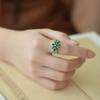 Anillo de flor fresca retro azul quemado para mujer, estilo étnico, estilo artístico, hojas, nicho para dedo índice Mori, anillo abierto