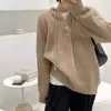 Suéter pullover com capuz e cordão, gola semiaberta, para mulheres, novo estilo outono, top de tricô de corte solto para mulheres, disponível para pedido personalizado
