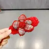 Pinza para el pelo retorcida de flor roja para mujer, Pasador para moño en la parte trasera de la cabeza, Pinza de garra estilo nuevo 2025, Accesorio para el pelo, Pasador para el Año Nuevo