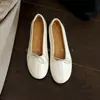 Zapatos de Piel de Oveja Estilo Francés Retro con Lazo, Boca Baja, Zapatos Individuales para Mujer, Aumento Oculto de Altura, Zapatos Mary Jane, Slip-on, Zapatos de Ballet para Abuela