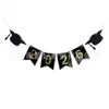 Decoraciones para Fiesta de Graduación Birrete de Doctor Felicitaciones Graduado Guirnalda Brillante 2026 Banderín de Papel Bandera Blanco y Negro