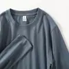 210g Camiseta Blanca Manga Larga para Hombre y Mujer Camisa Base Blanco Puro Hombro con Algodón Primavera y Otoño Top Sencillo Holgado