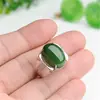 Anel de Chefe Calemei Internet Jade Verde Vermelho com Textura Fina e Anel de Jade Verde Oleoso Anel de Jaspe Pedra Bruta em Forma de Ovo