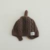Invierno Nuevo Color Puro Gorro Tejido Trenzado para Niños y Niñas Bebés, Simple y Elegante Gorro Cálido de Lana con Protección para las Orejas