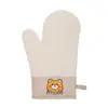 Nuevos Guantes de Tela de Algodón Engrosado de Silicona con Animales, Sarja, Guantes para Horno de Microondas, Guantes de Cocina para Hornear con Aislamiento Térmico