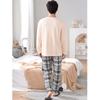 Otoño y Primavera 2026 Nuevo Suéter de Algodón Puro de Doble Cara Pijama para Hombre Manga Larga Pantalón Largo Conjunto de Pijama de Dos Piezas Venta al por Mayor