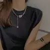 Collar Súper Brillante de Acero de Titanio, Estilo Hip-Hop Moderno Personalizado para Hombres y Mujeres, No se Desvanece, Joyería Versátil con Colgante de Letra, Cadena para Clavícula