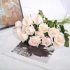 Flores de Rosa de Veludo Artificial para Decoração de Casamento, Flores Artificiais de Seda para Decoração de Casa no Dia dos Namorados, Buquê de Flores Artificiais