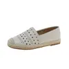 2026 Nuevo Estilo Mocasines Huecos Transpirables para Mujer, Alpargatas Planas Slip-On, Zapatos Versátiles Tejidos de Lino con Suela Suave