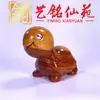Escultura em Madeira de Cipreste de uma Tartaruga Fofa e Boba, Tartaruga de Laca de Madeira Yiming Xianyuan, Ornamento Animal Criativo