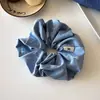 Accesorios para el Cabello de Tela Azul Estilo Coreano, Coletero Grande de Lazo Diseño Coreano, Accesorio para el Cabello Simple y Versátil para Mujeres