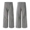 Muxi Clothing Marca de Moda Americana High Street Diseño Plisado Desestructurado Corte Limpio Pantalones Casuales Pantalones de Pierna Recta Ropa de Trabajo