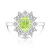 Anillo de Huevo de Paloma con Corte de Flor de Hielo de Piedra Preciosa de Colores Más Vendido en Tiktok para Mujeres con Anillo de Diamante de Alto Carbono Súper Llamativo para Transmisión en Vivo y Dropshipping