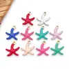10 Tipos de Colgantes Mini de Vida Marina con Goteo de Aceite Esmaltado Estrella de Mar Pulpo Colgantes Hechos a Mano DIY Pendientes Collares Amuletos