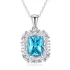Venta Directa de Fábrica de Joyería Nueva de Comercio Exterior Europea y Americana Cadena para Suéter Floral de Plata S925 Diamante Sintético de Alto Carbono Azul Marino Iridiscente