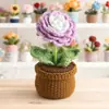 Peonías en Maceta de Producto Terminado Transfronterizo, Ramilletes de Flores Tejidas a Crochet con Hilo, Regalos para Amigos, Plantas en Maceta, Macetas Tejidas para Flores Artificiales