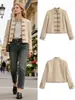 Comércio Exterior Transfronteiriço 2025 Inverno Novo Estilo Europeu e Americano Moda de Rua Feminina Blazer Retrô Botonê Gola Meia-Alta