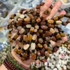 Jadeíta afgana natural con piel moteada roja y dorada, pulsera de piedra en bruto de forma libre, material de semilla de jade blanco, pulsera de jade con cuentas cilíndricas en forma de bambú