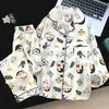 Estilo Novo para Primavera e Outono, Conjunto Longo de Manga Longa e Calça Longa para Meninas, Desenho Cartoon Confortável para Casa com Gola de Boneca e Design de Algodão Nuvem, Roupa Pai-Filha