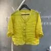 Cárdigan corto abotonado de cuello en V, colorido, hecho de ramio puro para personas petite, artístico y moderno, top versátil de color liso en blanco y negro