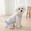 Direto da fábrica, vestido de cachorro para primavera e verão, fino, fofo, estampa de desenho animado, vestido felpudo, roupa para pet